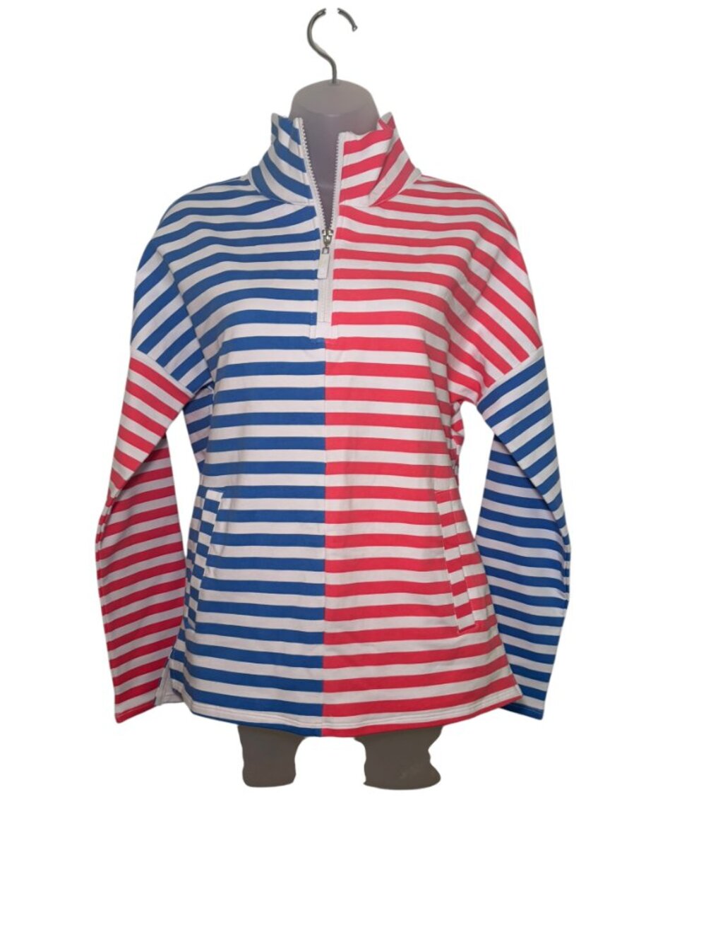 Addison Bay Delancey Quarter Zip Pullover Stripe Sweatshirt M NWT - Picture 4 of 8